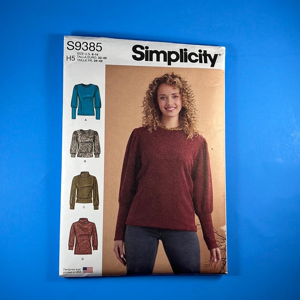Simplicity S9385 UNCUT Sizes 6-14 Misses Knit Top Length and Sleeve Variations